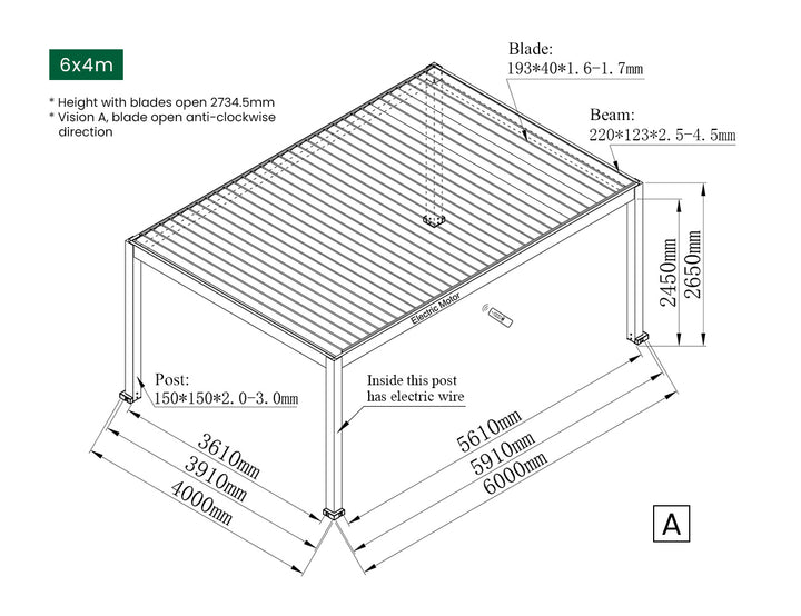 Tasman Motorised Freestanding Louvre Roof Aluminium Pergola