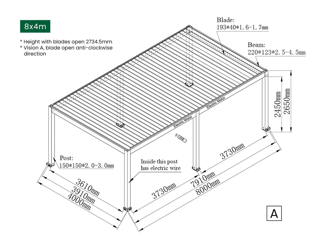 Tasman Motorised Freestanding Louvre Roof Aluminium Pergola