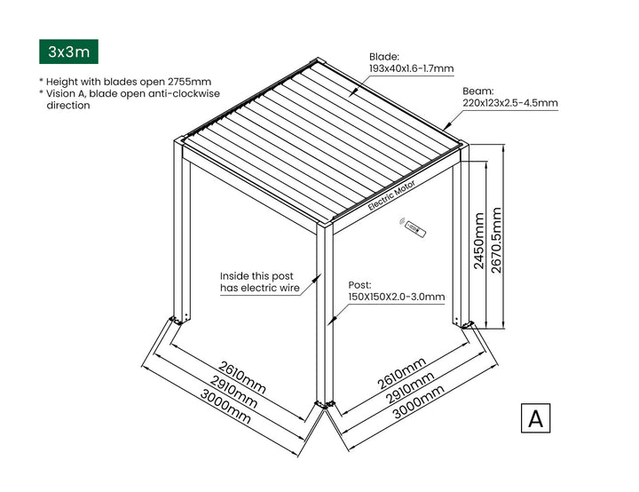 Tasman Motorised Freestanding Louvre Roof Aluminium Pergola