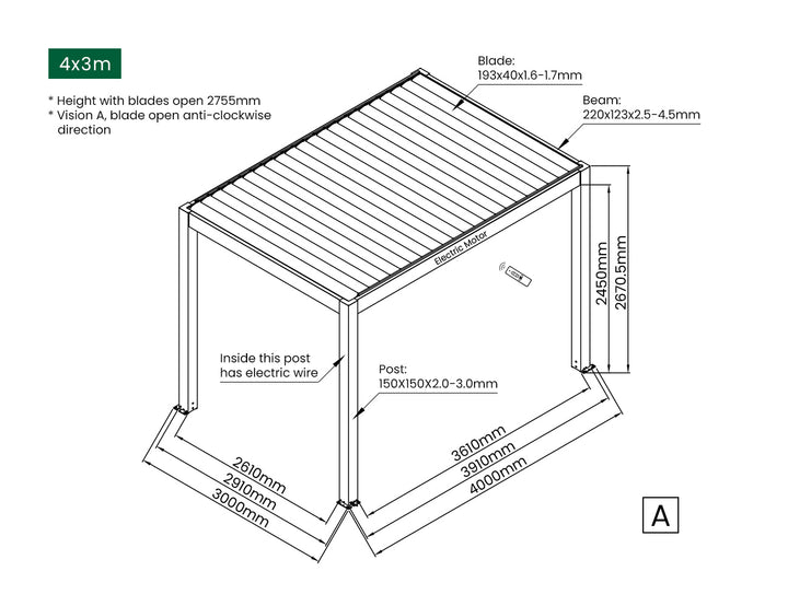 Tasman Motorised Freestanding Louvre Roof Aluminium Pergola