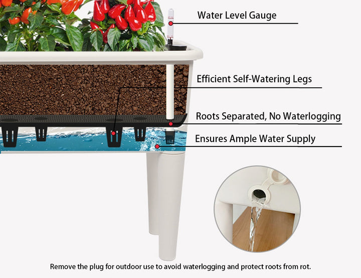 Greenpod Raised Garden Bed with Cover - White
