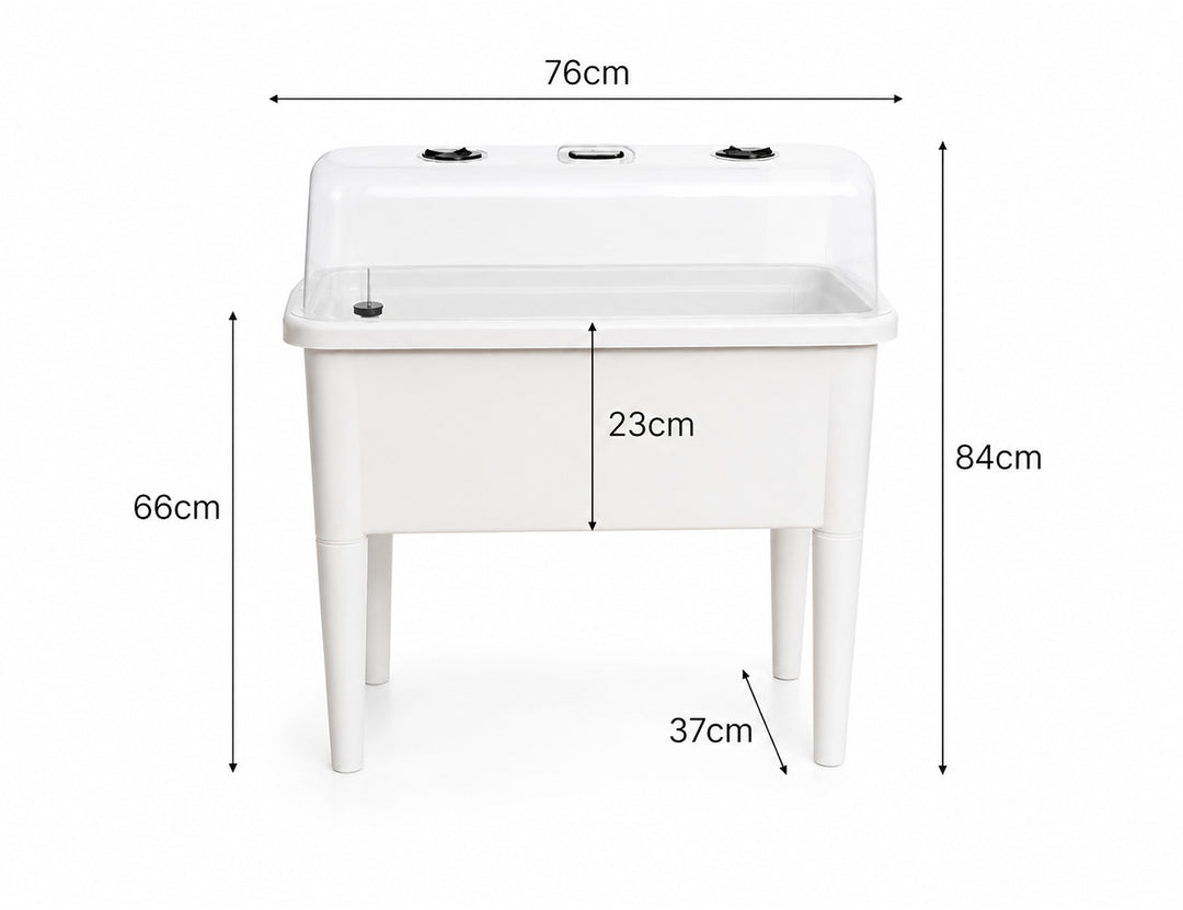 Greenpod Raised Garden Bed with Cover - White