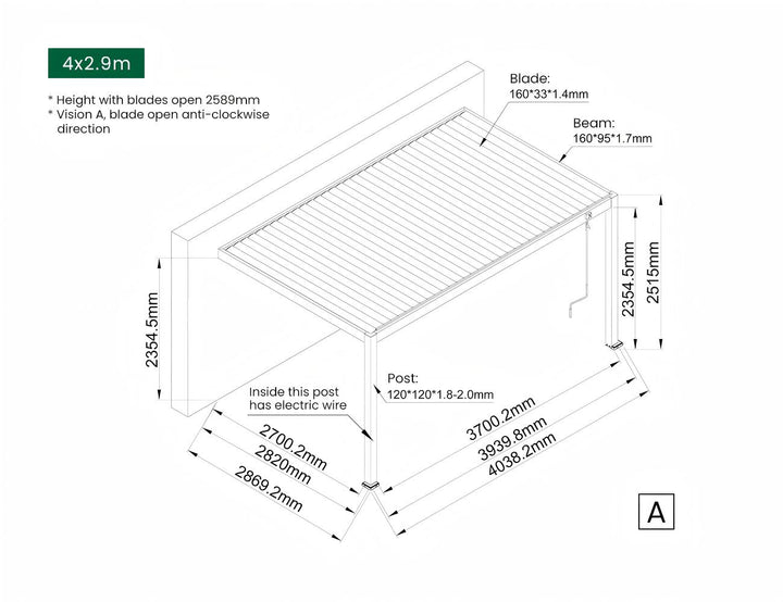 Caspian Manual Wall Mounted Louvre Roof