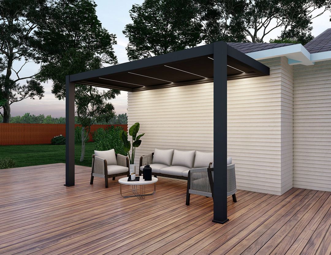 Baltic Motorised Wall Mounted  Louvre Roof Aluminium Pergola