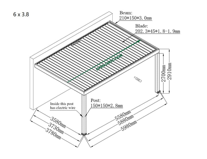 Pacific Motorised Wall Mounted Louvre Roof