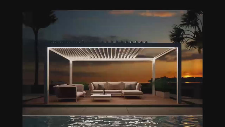 Mediterranean Motorised Retractable Louvre Roof System