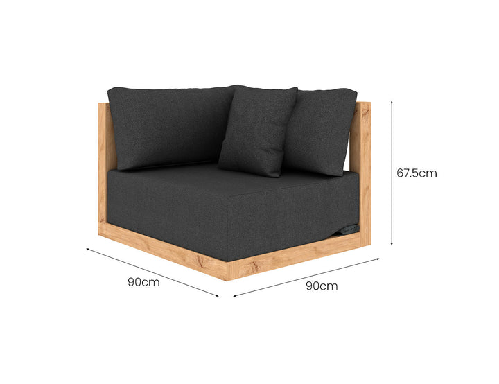 Ibis Outdoor Teak Corner Sofa Set-4PCS