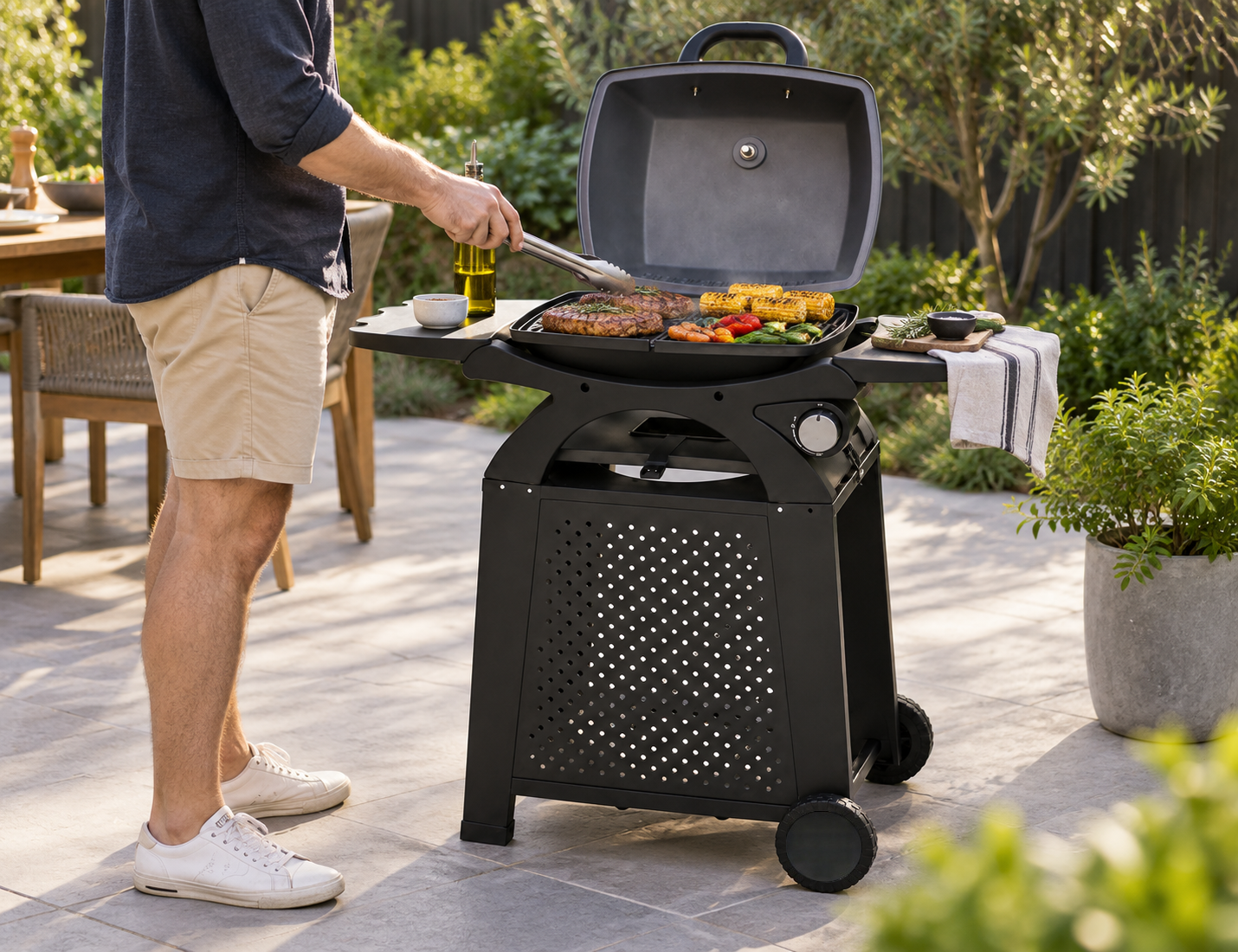 Rover Portable Gas BBQ & Trolley Set -Solo