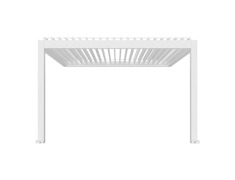Tasman Motorised Wall Mounted Louvre Roof Aluminium Pergola Size: 4 x 3.8m Colour: Black