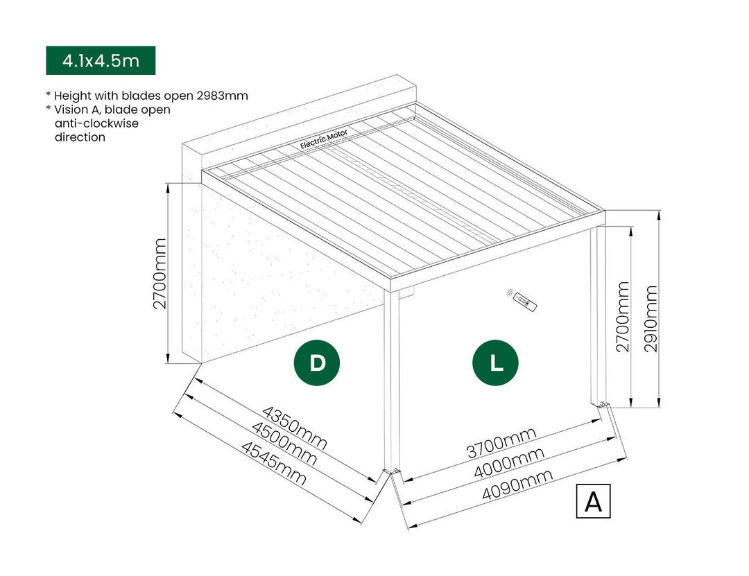 Manual Blind For Pacific Wall Mounted Pergola