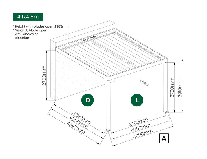 Manual Blind For Pacific Wall Mounted Pergola
