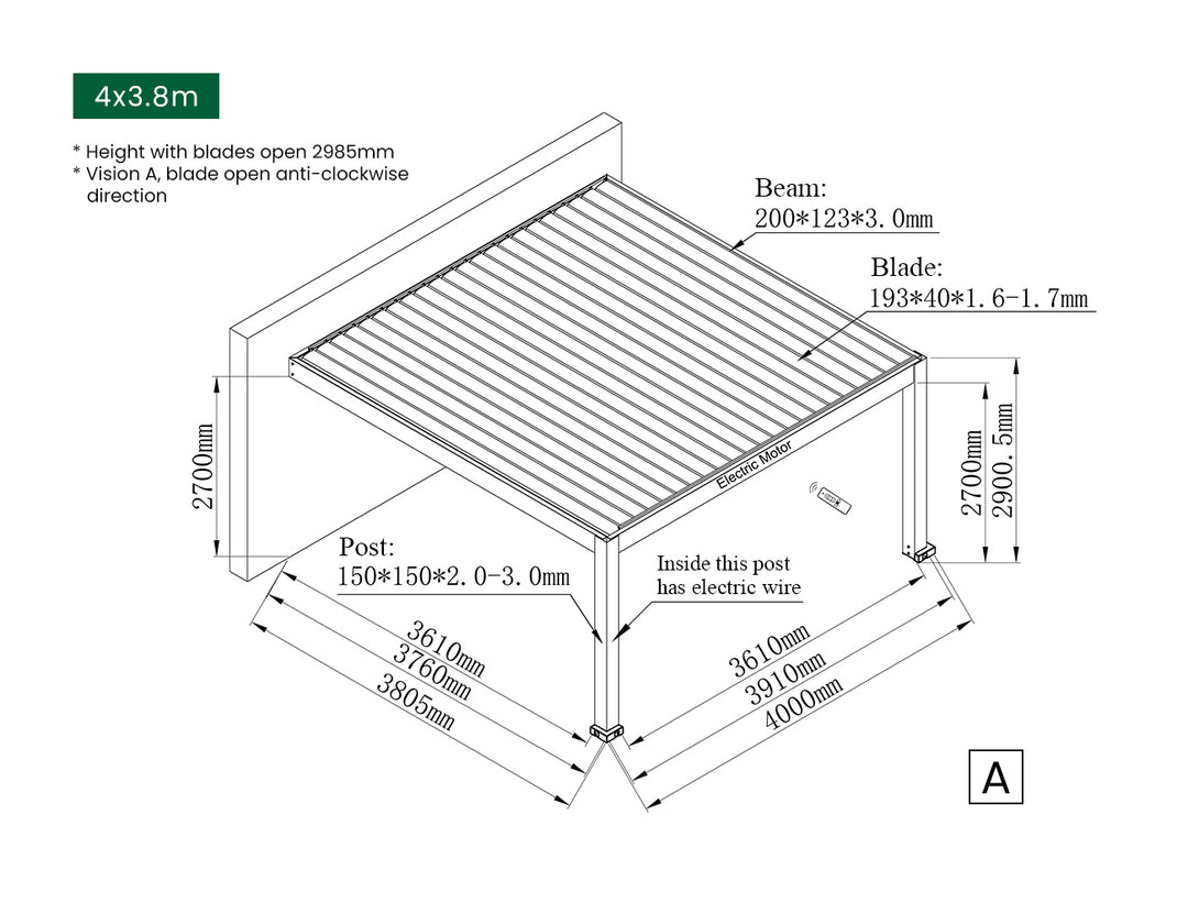 Tasman Motorised Wall Mounted Louvre Roof Aluminium Pergola