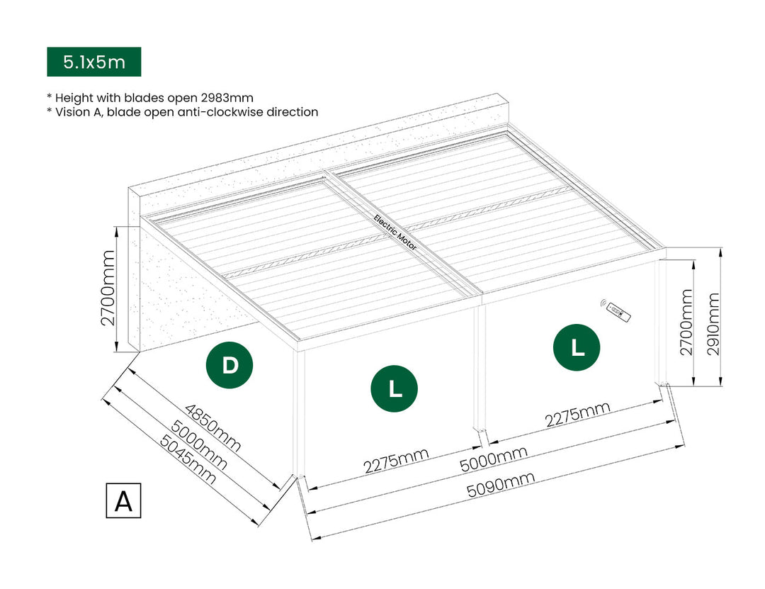 Manual Blind For Pacific Wall Mounted Pergola