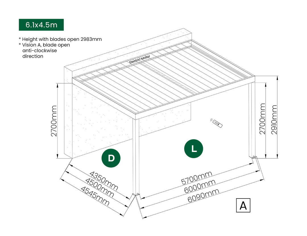 Manual Blind For Pacific Wall Mounted Pergola