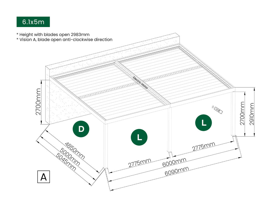 Manual Blind For Pacific Wall Mounted Pergola