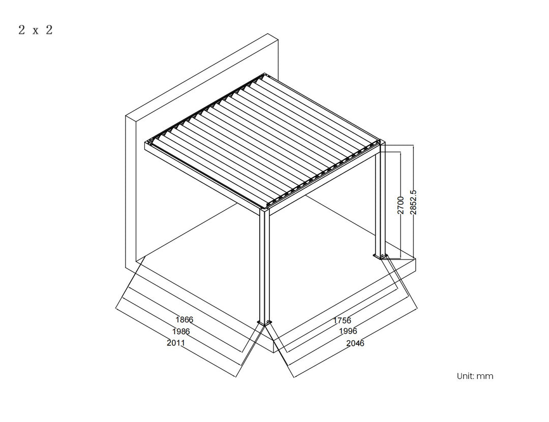 Baltic Motorised Wall Mounted  Louvre Roof Aluminium Pergola