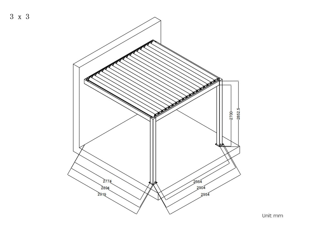 Baltic Motorised Wall Mounted  Louvre Roof Aluminium Pergola