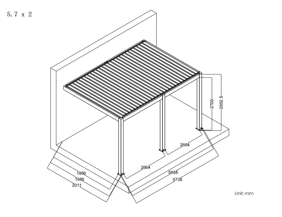 Baltic Motorised Wall Mounted  Louvre Roof Aluminium Pergola