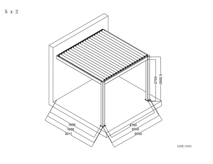 Baltic Motorised Wall Mounted  Louvre Roof Aluminium Pergola