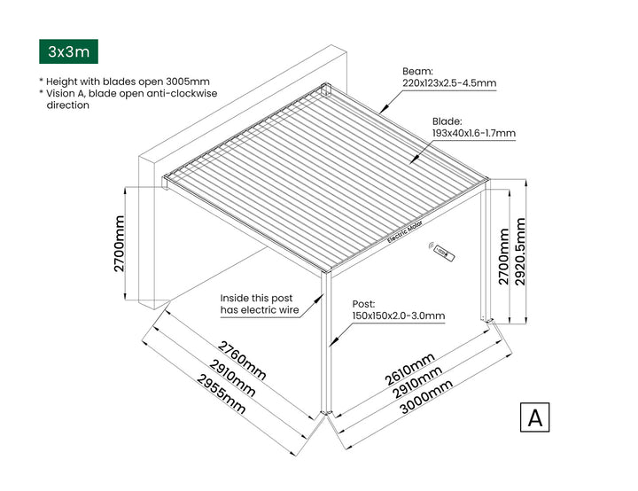 Tasman Motorised Wall Mounted Louvre Roof Aluminium Pergola