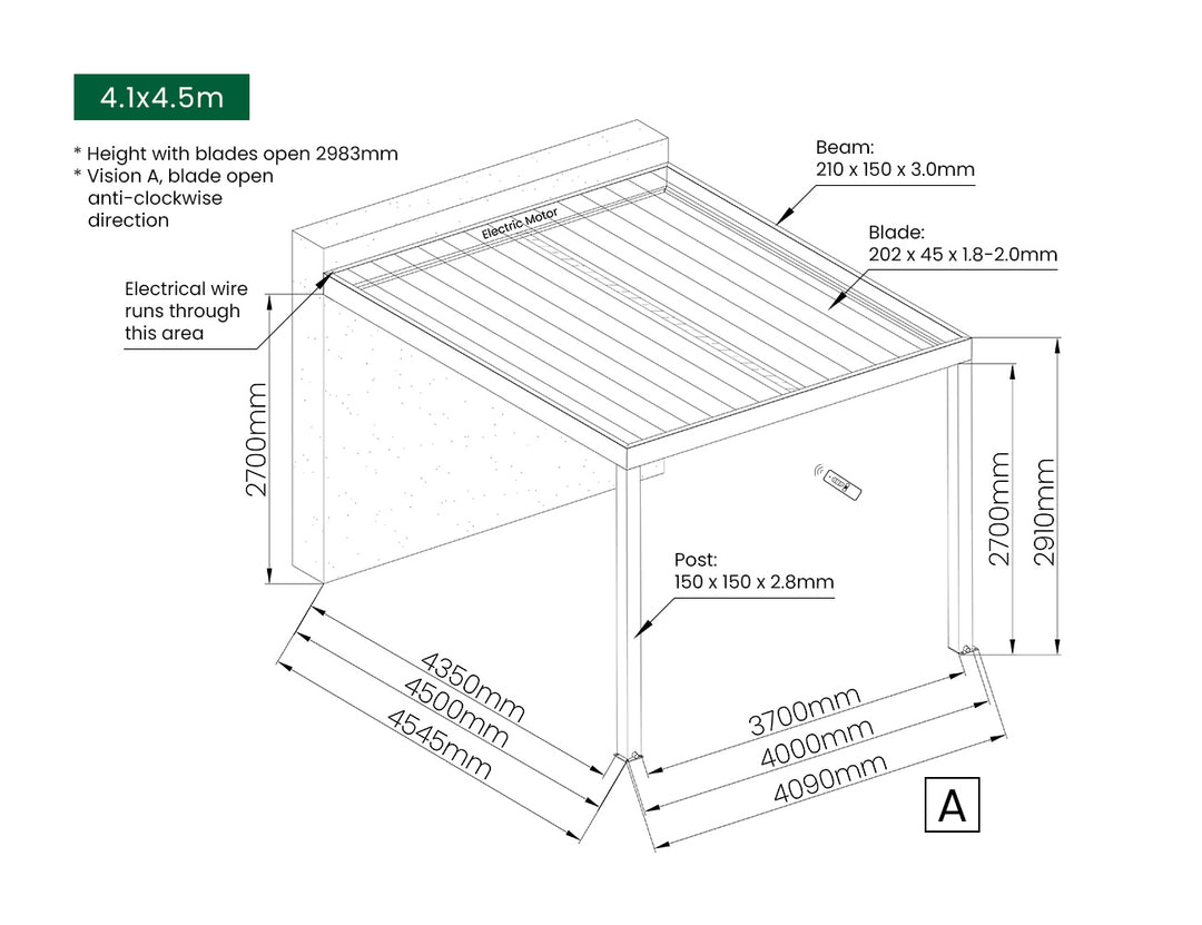 Pacific Motorised Wall Mounted Louvre Roof