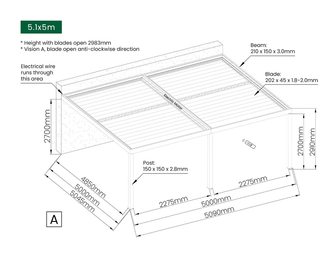 Pacific Motorised Wall Mounted Louvre Roof