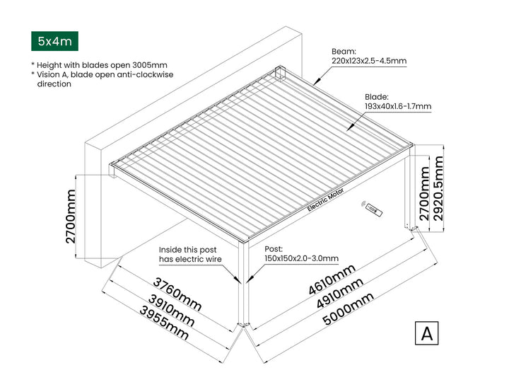 Tasman Motorised Wall Mounted Louvre Roof Aluminium Pergola