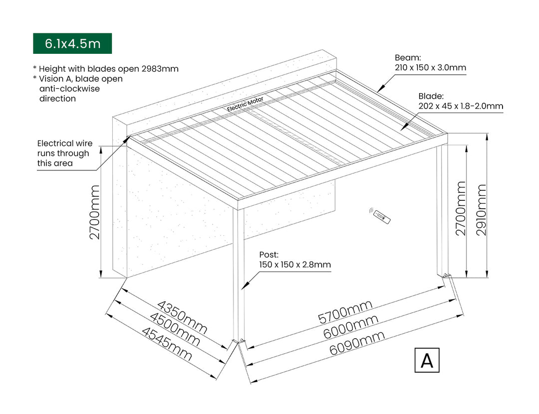 Pacific Motorised Wall Mounted Louvre Roof