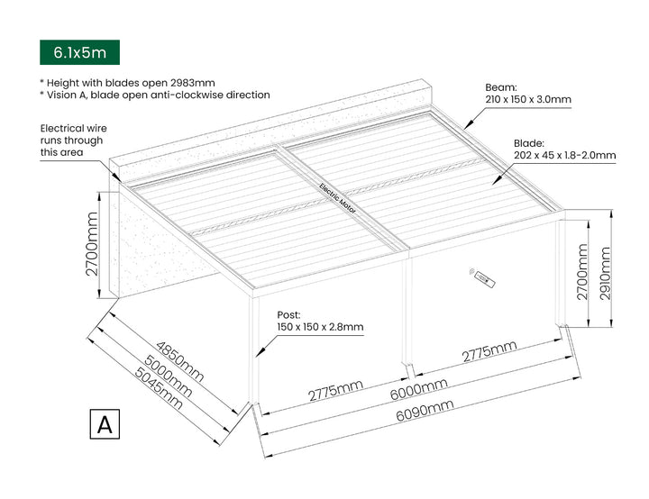 Pacific Motorised Wall Mounted Louvre Roof