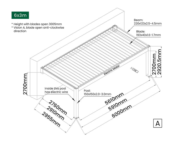 Tasman Motorised Wall Mounted Louvre Roof Aluminium Pergola