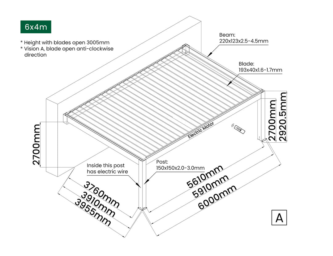 Tasman Motorised Wall Mounted Louvre Roof Aluminium Pergola