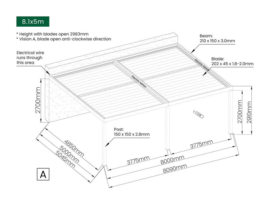 Pacific Motorised Wall Mounted Louvre Roof