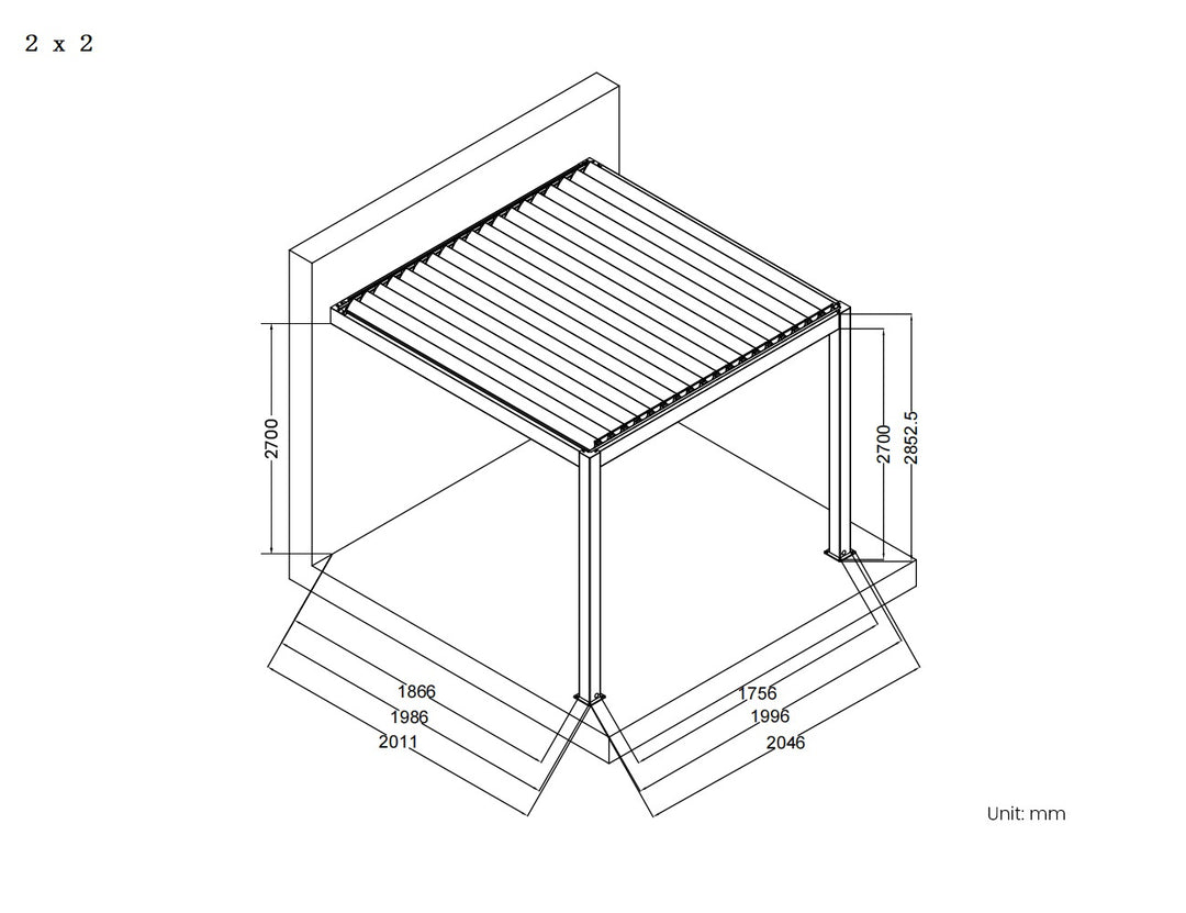 Baltic Motorised Wall Mounted  Louvre Roof Aluminium Pergola