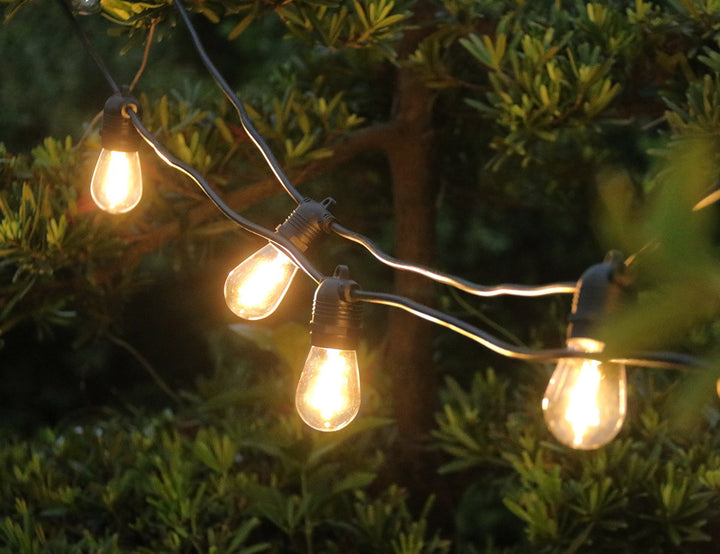 Outdoor LED Festoon String Lights - 10m Warm White - S14 Bulbs, Decor