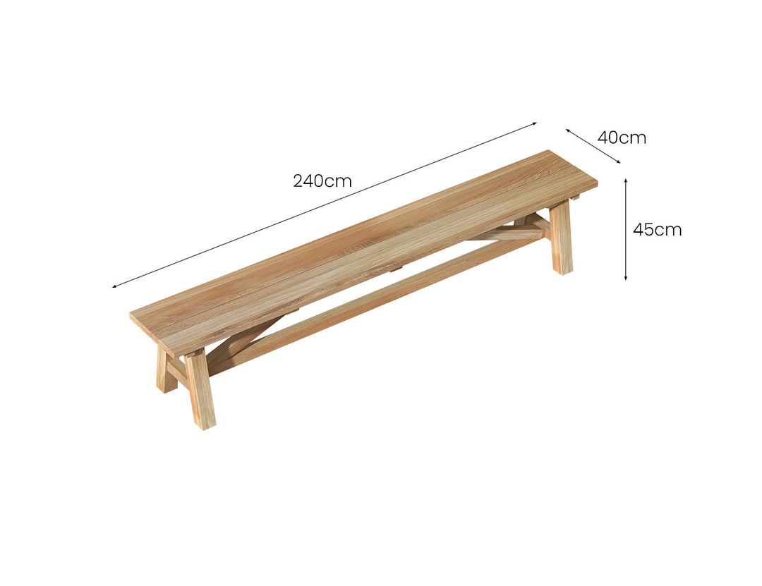 Titan Outdoor Teak Dining Bench Seat 240cm