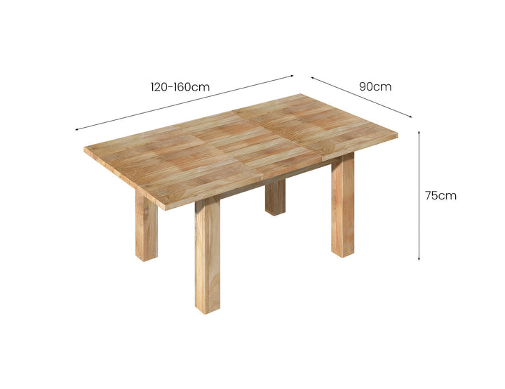 Stretch Outdoor Teak Dining Extension Table 120-160 X 100cm