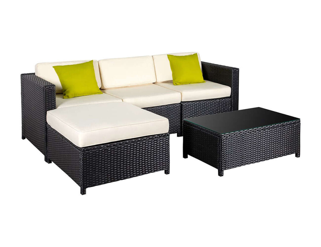 5pc Outdoor PE Rattan Corner Sofa Set, Wicker Rattan Lounges
