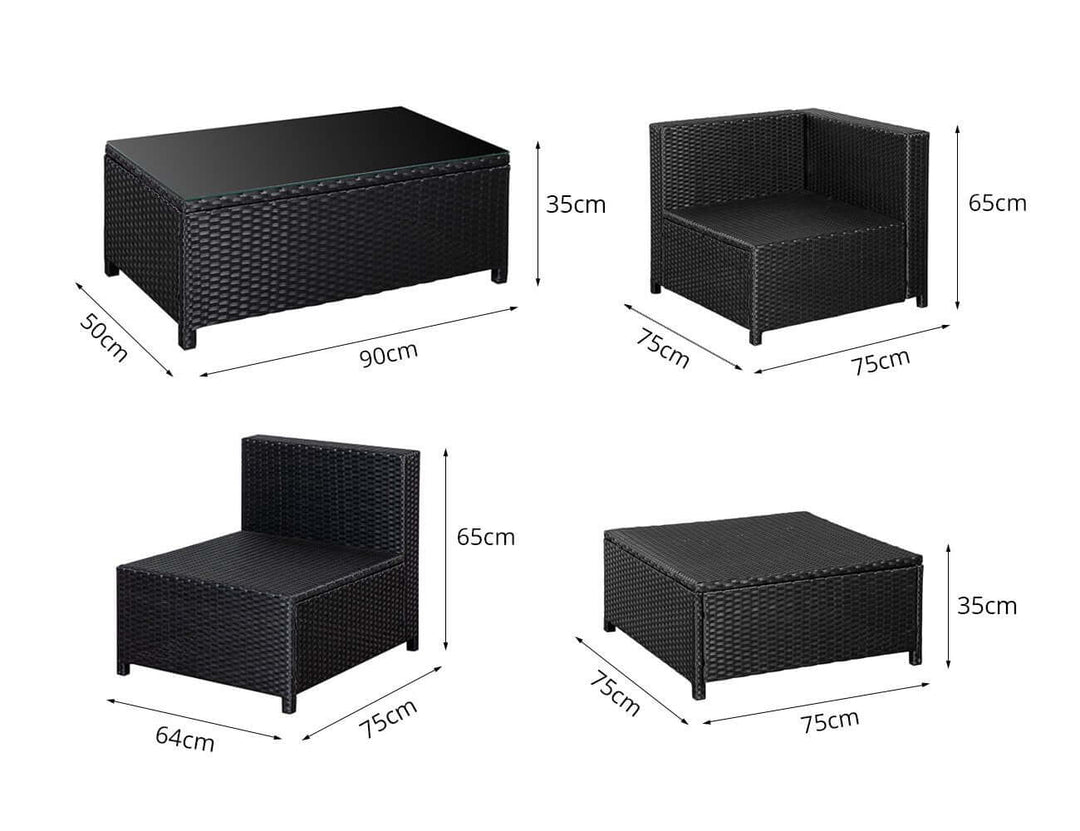 5pc Outdoor PE Rattan Corner Sofa Set, Wicker Rattan Lounges