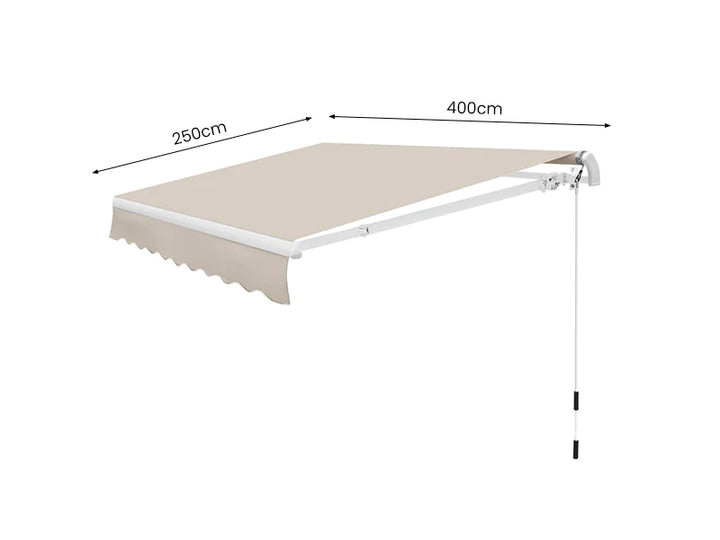 Manual Retractable Awning 4mx2.5m - Sunshade Shelter For Patio, Deck, Awnings