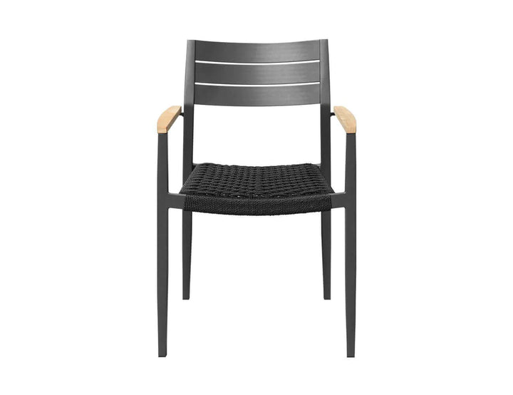 Albatross Aluminium Outdoor Patio Dining Chair With Teak Armrests, Dining Seating