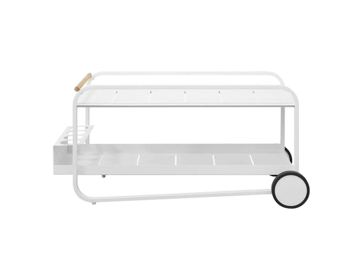 Outdoor Aluminium Accent Bar Cart with Teak Wood Handle 120 x 50 x 60cm, Bar Carts