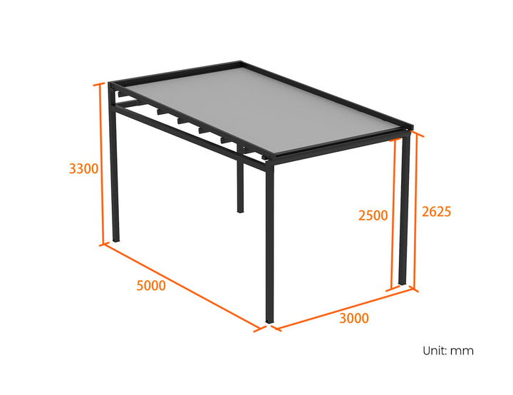 Tropical Freestanding Retractable Canvas Pergola