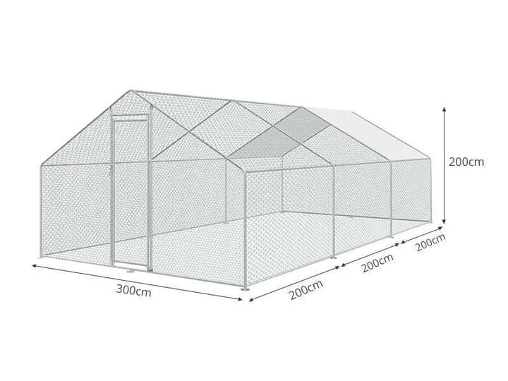 Walk-in Chicken Run with Waterproof Cover 6m x 3m, Chicken Run