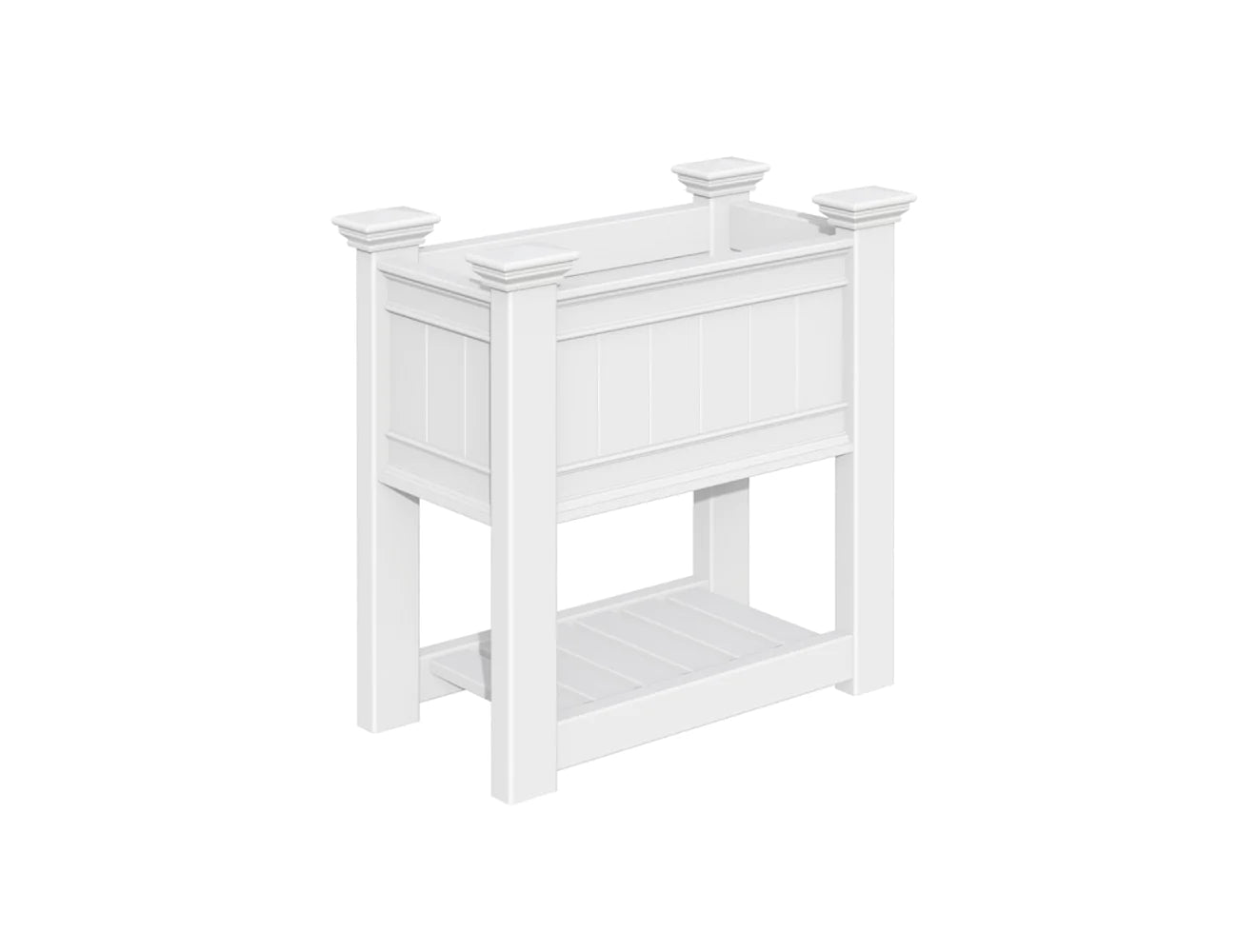 Greenpod Raised PVC Garden Bed w/ Shelf - White