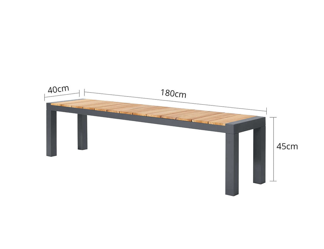 Nimbus Teak Outdoor Bench Seat With Aluminium Frame 180cm