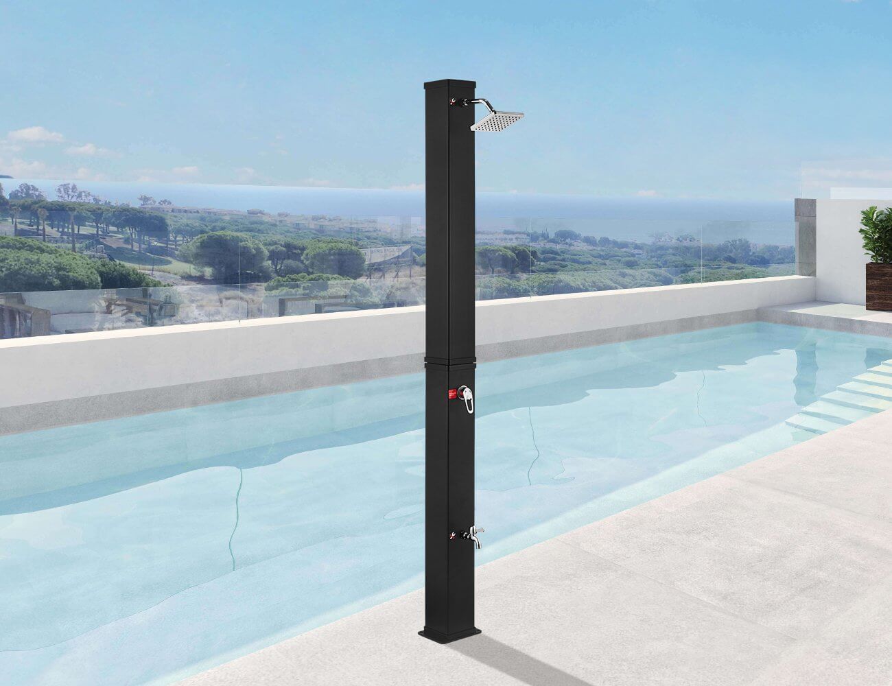 Solar Heated Outdoor Shower 40L Freestanding Backyard Shower Luxi Living