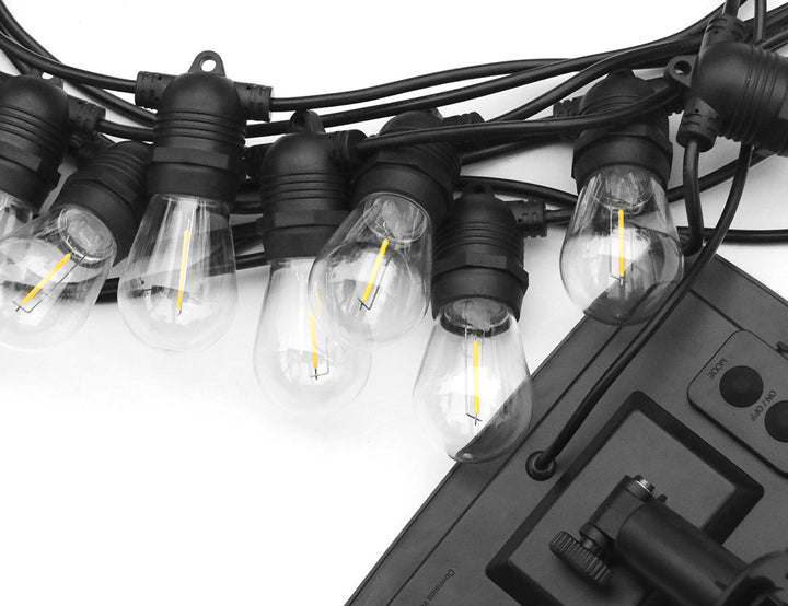 Outdoor LED Festoon String Lights - 10m Warm White Solar Powered, Decor