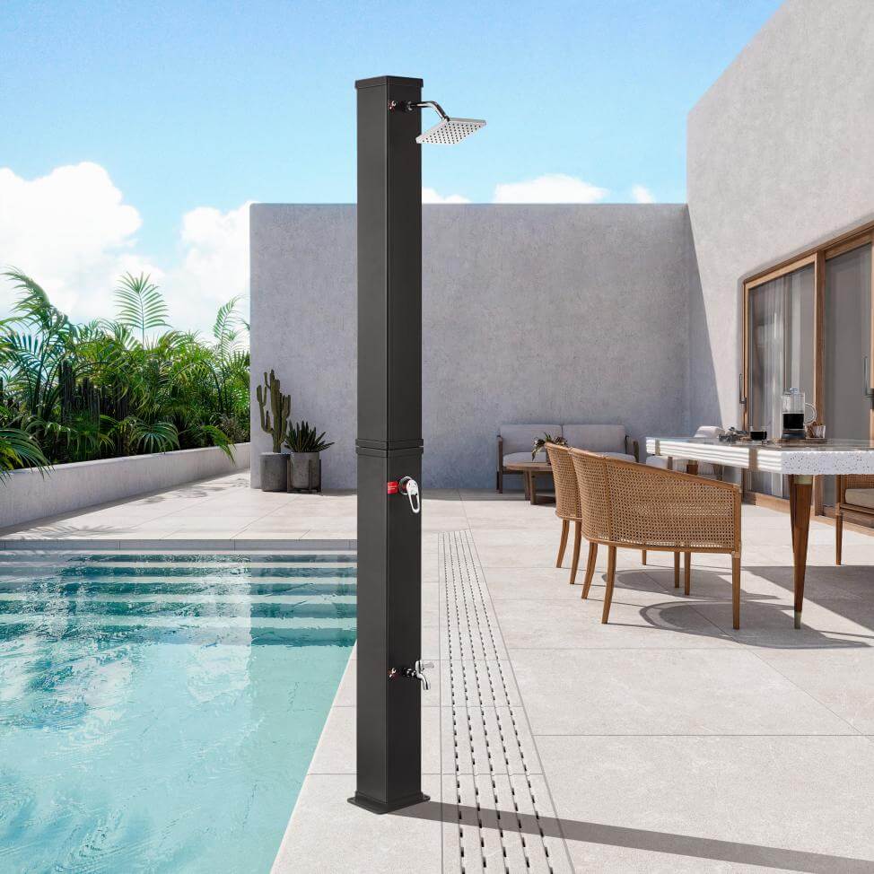 Modern Freestanding Outdoor Shower - Solar Heated - 40L, Solar Shower