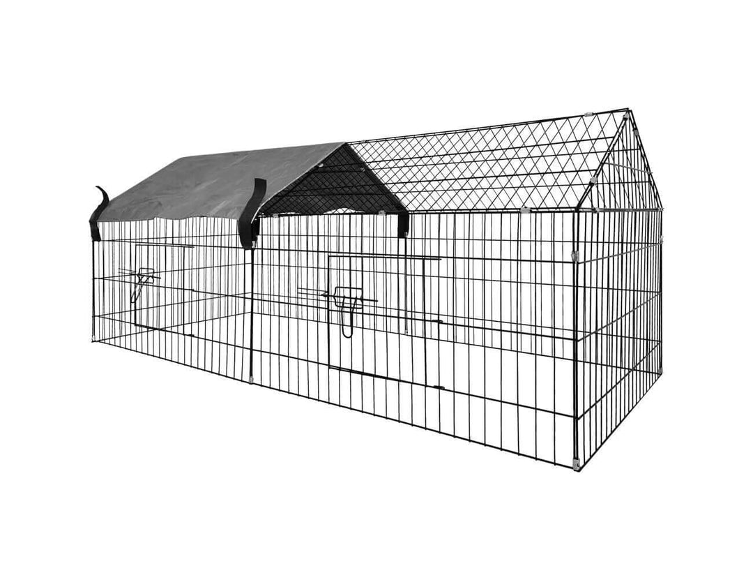 Chicken/Rabbit Run Cage with Sun Cover - 185 x 75 x 75cm, Chicken Run