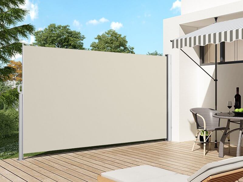Patio Screen Retractable Side Awning 1.6m x 3 m Color: Beige